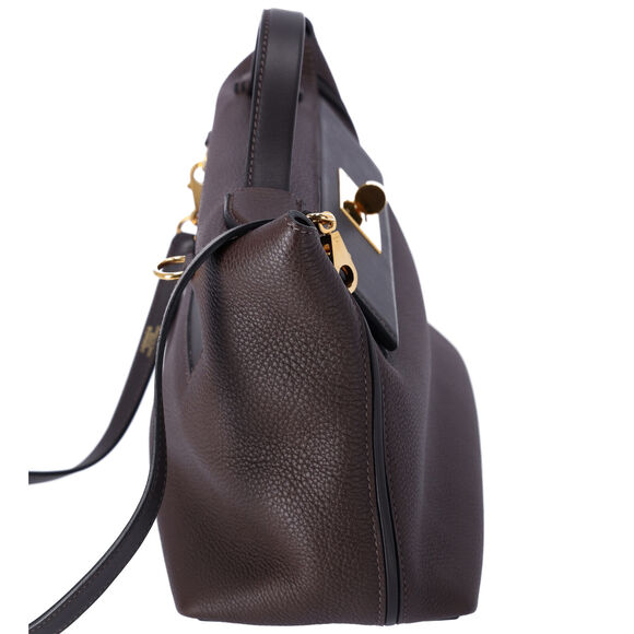 HERMES Togo Swift 24/24 29 Chocolate Ebene Brown Black Shoulder Bag - Picture 9 of 12